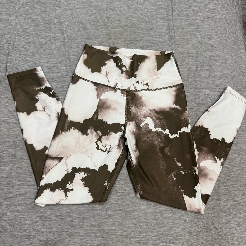Brown and White Tie-Dye Leggings